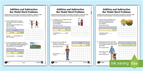 Addition and Subtraction Bar Model Word Problems.